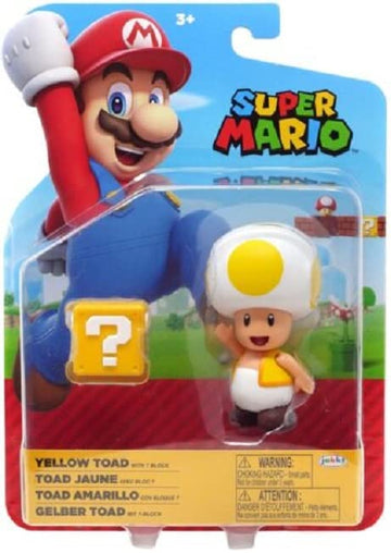 World of Nintendo Super Mario 4" Action Figure + Accessory - Yellow Toad + Question Mark