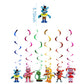 13Packs Five Nights party supplies Include 12 pcs Hanging Swirls and 1 Happy Birthday Banner for Five Nights party Decoration