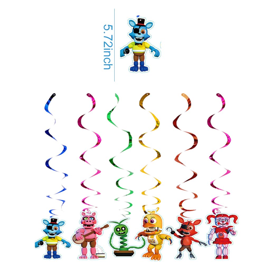 13Packs Five Nights party supplies Include 12 pcs Hanging Swirls and 1 Happy Birthday Banner for Five Nights party Decoration