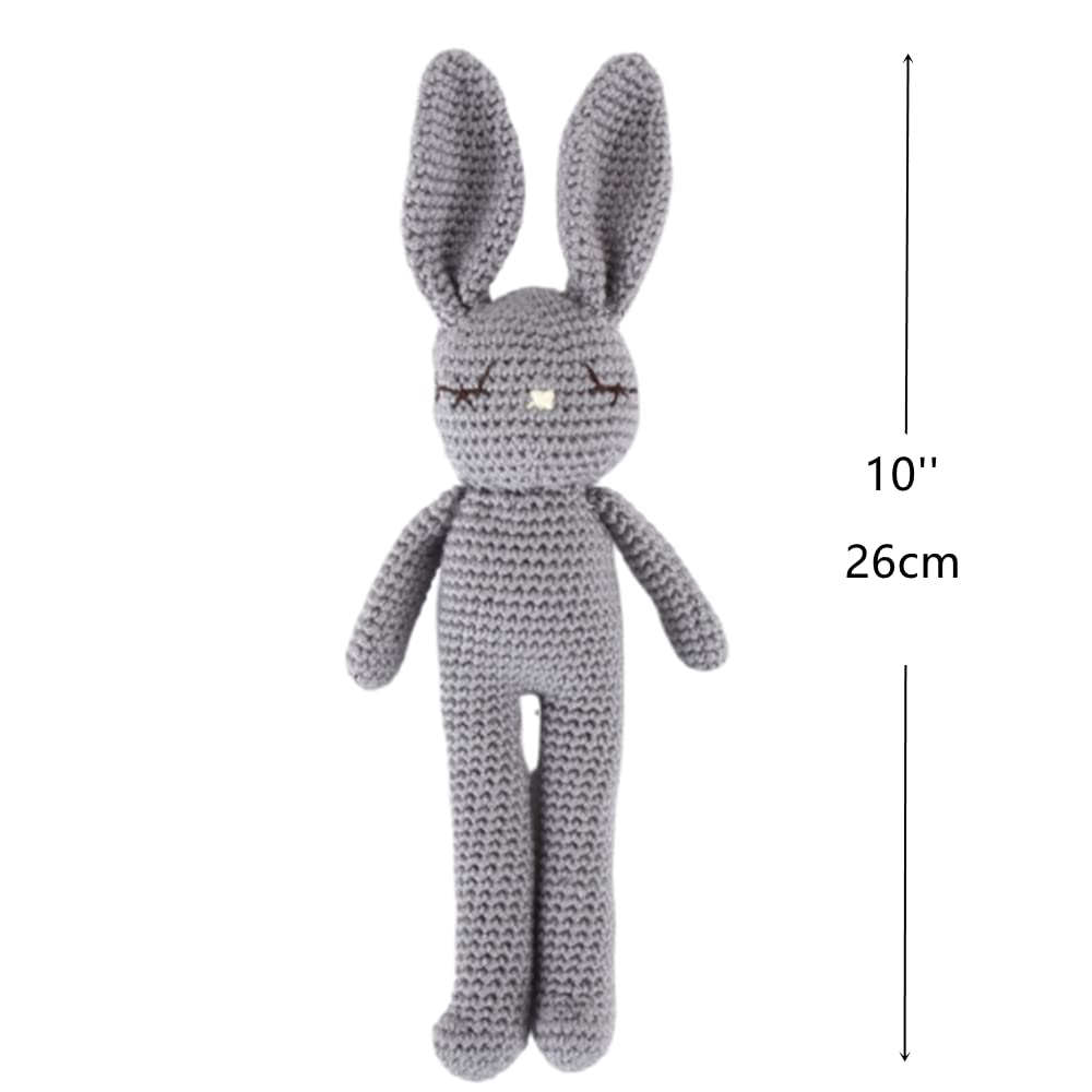 Moni's Choice Stuffed Plush Baby Crochet Bunny Rabbit Easter Gifts Handmade Stuffed Animal Hand-Knit Doll Granddaughter Grandson Lovey Sleep Toy