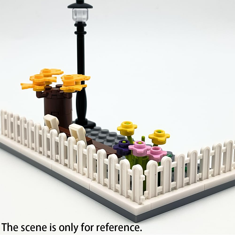 Building Block Toy Accessories 1 x 4 x 2 White Picket Fence, Bulk - 50 Pieces per Package (White)