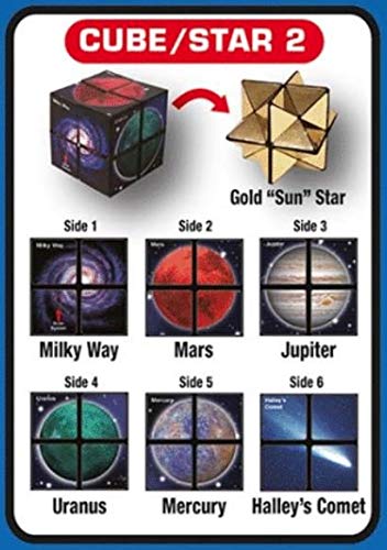 California Creations The Amazing Star Cube: 2 Piece Transforming Geometric Puzzle - Solve The Cube To Find The Hidden Star Cosmo Edition