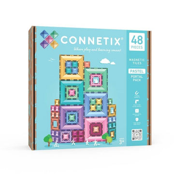 CONNETIX Magnetic Tiles Pastel Portal Pack, 48 Pieces