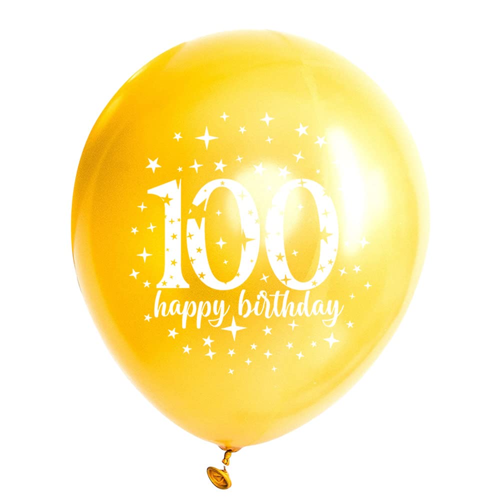 SHUNTAI 100th Birthday Balloons Gold and Black 12 inch 15 Pieces