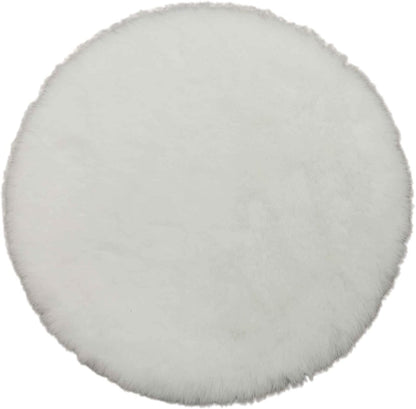 White Round Dollhouse Carpet, Dollhouse Miniature Carpet, Fluffy Mini Rug, Doll House Rug, Lightweight Decor for 1/12, 1/8, 1/6 (4.33x 4.33inch)