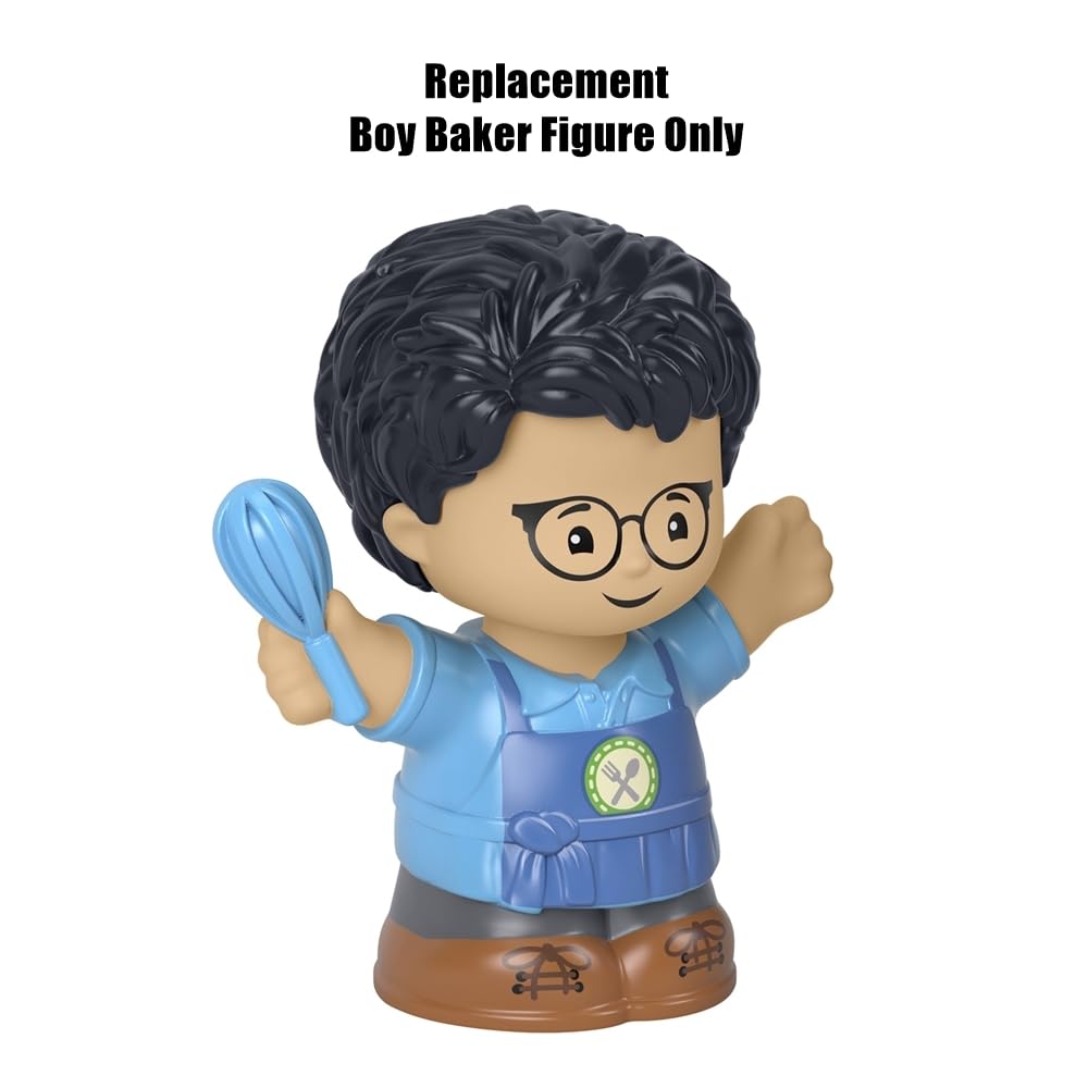 Mattel Replacement Part for Fisher-Price Little People Playset - HBW70 ~ Boy Baker Wearing Blue Apron, Glasses and Holding a Whisk Figure ~ Works