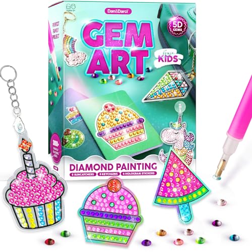 Dan&Darci Diamond Art Kit for Kids - Gem Painting - Arts & Crafts Kits for Ages 6-12 - Gifts for 6, 7, 8, 9, 10, 11, 12 Year Old Boy & Girl - Girls
