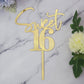 Bejotaa Sweet 16 Cake Toppers Mirror acrylic gold