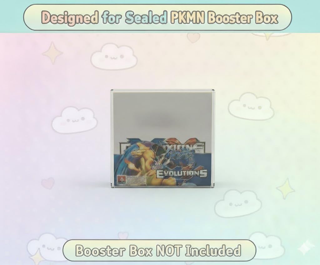 Ellie Dang Designs Premium Protector Case Compatible with PKMN Booster Box - Extra Durable 0.5mm Thickness - Top Loading Auto Lock Bottom Design (5