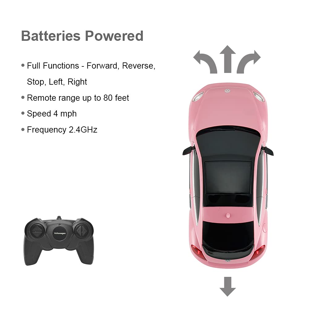 RASTAR Radio Remote Control 1/24 Scale Volkswagen Beetle Licensed RC Model Car (Pink)