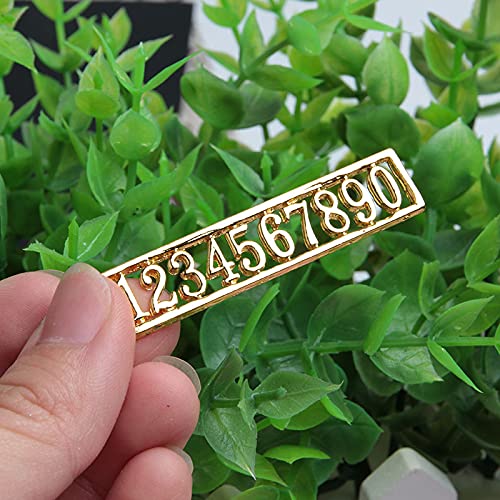 Acxico 1Pcs Mini House Miniature 1:12 Scale Set of Gold Colour Door Numbers 0-9
