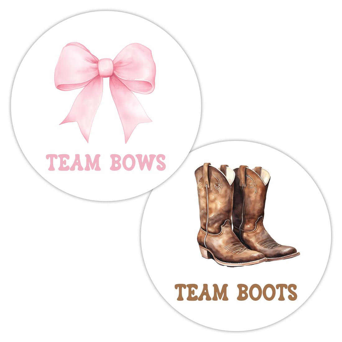 Boots or Bows Western Gender Reveal Stickers - 40 Labels (20 of Each Design)