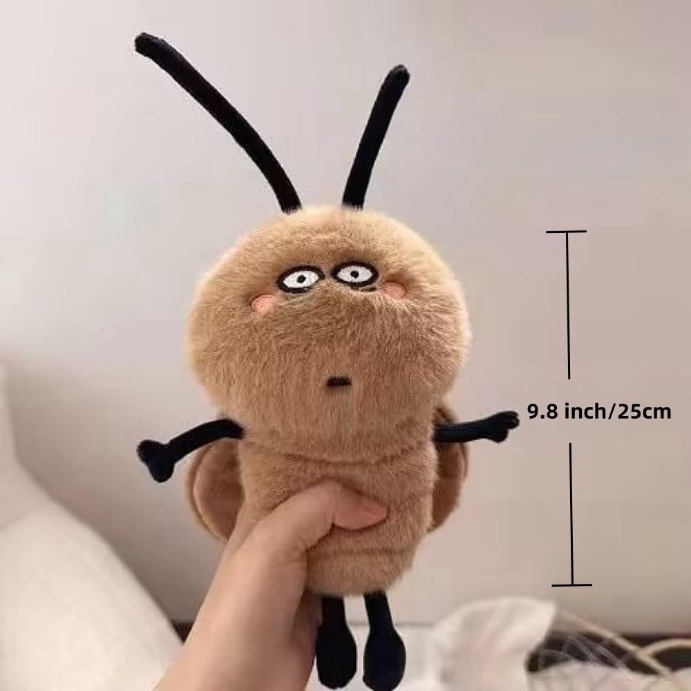 Xshelley 9.8inch Plush Cockroach Stuffed Animal Toys,Creative Cockroach Cartoon Doll Teasing Ugly Cute PlushToys,Fun Birthday Gifts Home Decor