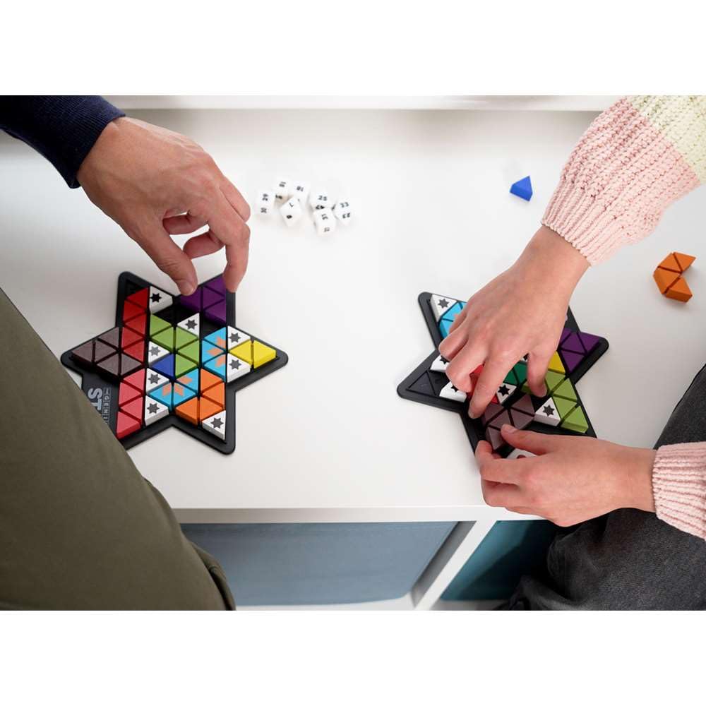 The Happy Puzzle Company The Genius Star | Toy of The Year Award Winning Family Board Game | 165,888 Possible Puzzles | Filling in Colored Shapes |