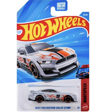 Hot Wheels 2020 Ford Mustang Shelby GT500 [Silver/Gray] Night Speed 2/10, 10/250, 1:64 Scale Diecast Toy Vehicle