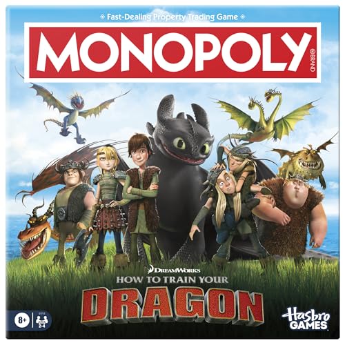 Monopoly DreamWorks How to Train Your Dragon Edition Board Game | Ages 8+ | 2 to 4 Players | 45 Mins. | Fun Family Games for Kids, Teens & Adults