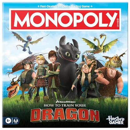 Monopoly DreamWorks How to Train Your Dragon Edition Board Game | Ages 8+ | 2 to 4 Players | 45 Mins. | Fun Family Games for Kids, Teens & Adults
