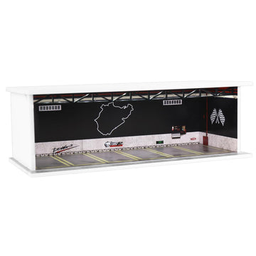 G-FANS Display Case for Hot Wheels - 1/64 Scale Die-cast Model Car Scenarios Display Case with LED Light and Acrylic Cover, Scenes Diorama Storage