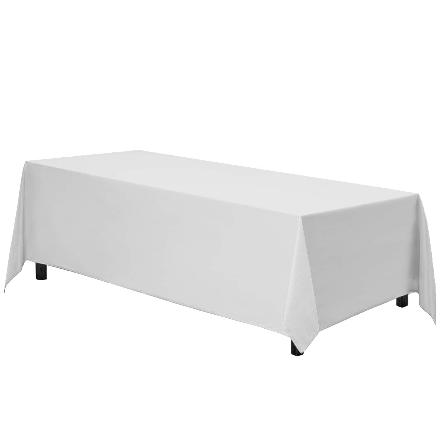 Gee Di Moda Rectangle Tablecloth - 90 x 132 Inch White Table Cloth for 6 Foot Tables with Floor-Length Drop - Heavy Duty Washable Fabric for Holiday