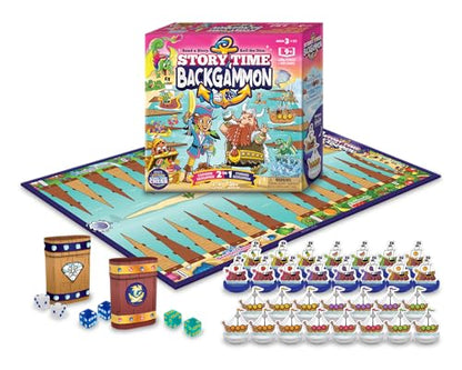 Story Time Chess Backgammon Set for Kids, Ages 3 and Up, Educational Learning Game, 1-6 Players