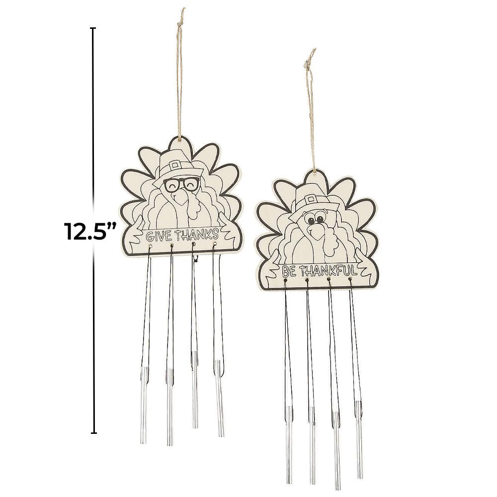 Color Your Own Thanksgiving Turkey Wind Chimes - Craft Kits - 12 Pieces