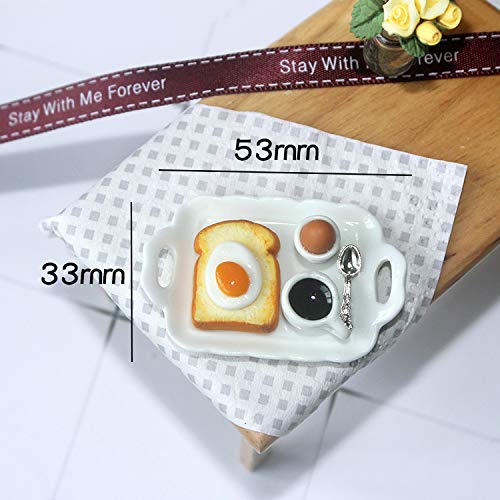 SXFSE Dollhouse Decoration Accessories, 1:12 Dollhouse Miniature Scene Model Breakfast Bread Coffee Egg Set (Egg Bread, 53 x 33 mm)