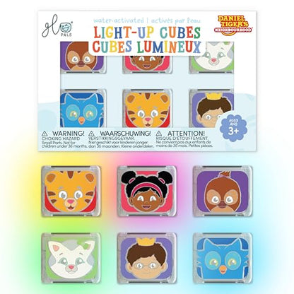 Glo Pals Water Daniel Tiger Activated Light-Up Sensory Bath Toy Vibrant Cubes for Bathtime and Sensory Play, Pack of 6
