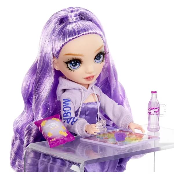 Rainbow HIGH Sparkle and Shine Viola (Purple) Model Doll 28 cm with Liquid Glitter in Legs, Shake to See Them Glitter, Ideal for Children 4 to 12
