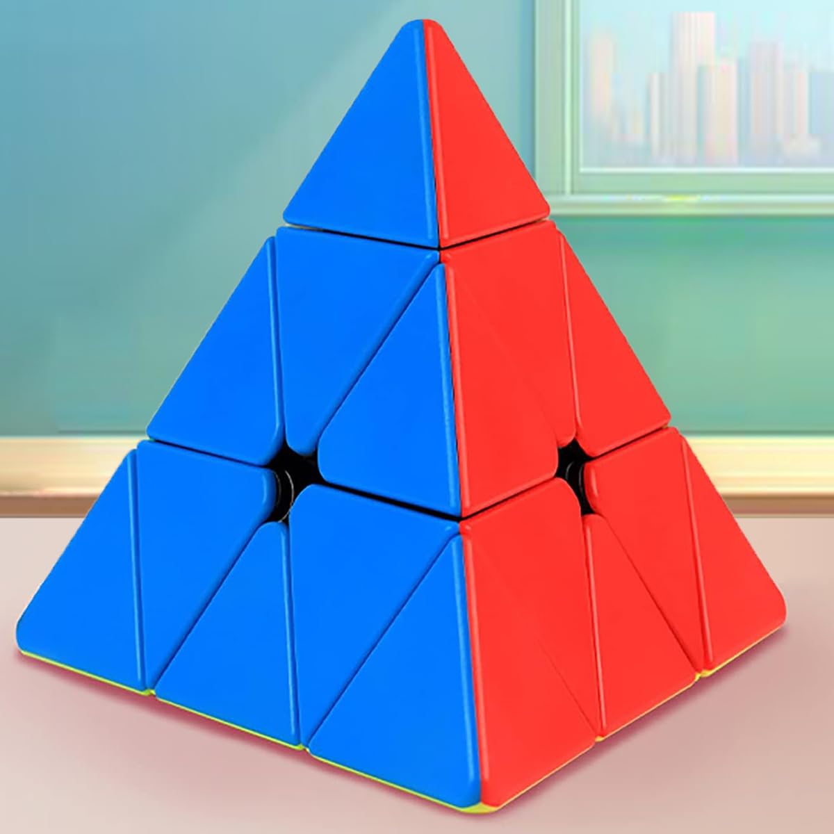 3X3 Pyramid Speed Cube Brain Teasers 3X3X3 Triangle Puzzle Magic Cube Brain Teaser Puzzle Toy Stickerless Cube Games Toys Vivid Color