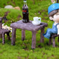 3 Pcs Miniature Table and Chairs Set - Outdoor Pastoral Style Fairy Garden Furniture Ornaments - Resin Bench & Chair Kit for Dollhouse Accessories