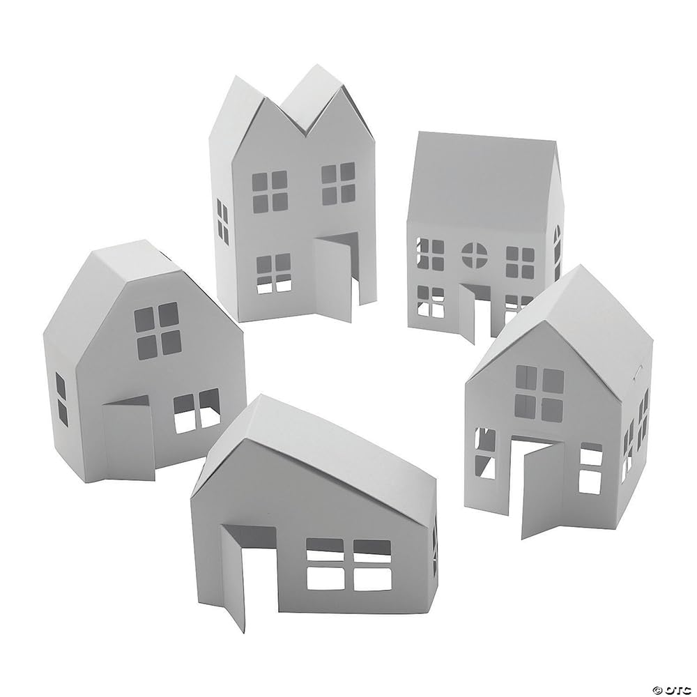 Fun Express DIY Paper Holiday Village - Craft Kits - 12 Pieces