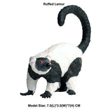 JOKFEICE Realistic Animal Figures Ruffed Lemur Figurines, Science Project, Cake Topper, Early Educational Toys Birthday for Toddlers Kids Age 3 4 5