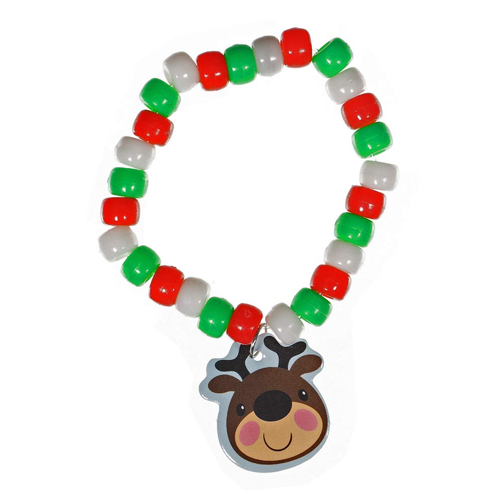 Craft County Christmas Bead Charm Bracelet Craft Kit - Makes 12 Bracelets - Festive Accessories for the Holidays (Festive Friends)