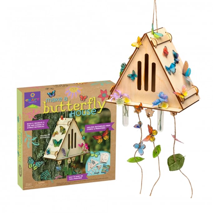 Craft-Tastic - Make A Butterfly House - DIY Nature Craft - No Tools Needed - Decorate Your House with Flowers - Ages 4+ with Help