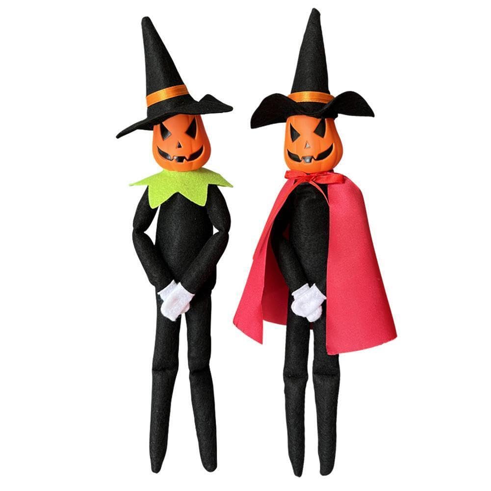 Feetcant 14Inch Halloween Pumpkin Elf Plush, Handmade with Hat and Cape