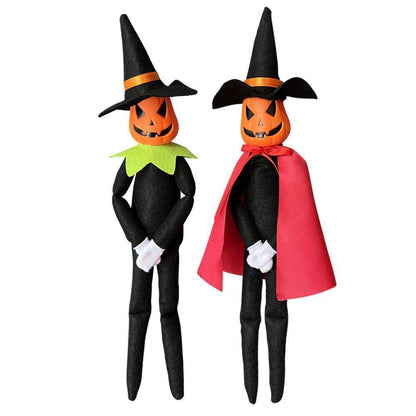 Feetcant 14Inch Halloween Pumpkin Elf Plush, Handmade with Hat and Cape