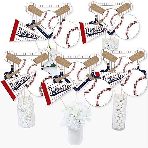 Big Dot of Happiness Baseball Party Centerpiece Sticks - Premium Table Topper Decorations for Baby Shower Birthday Sports Events, Set with Home Base