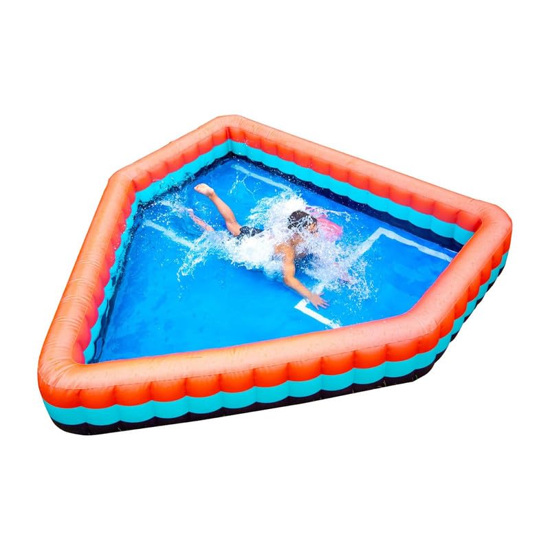 Backyard Water Baseball Inflatable Pool - Home Plate-Shaped Blow-Up Backyard Baseball and Swimming Games - Durable Plastic Pool for Kids and Adults