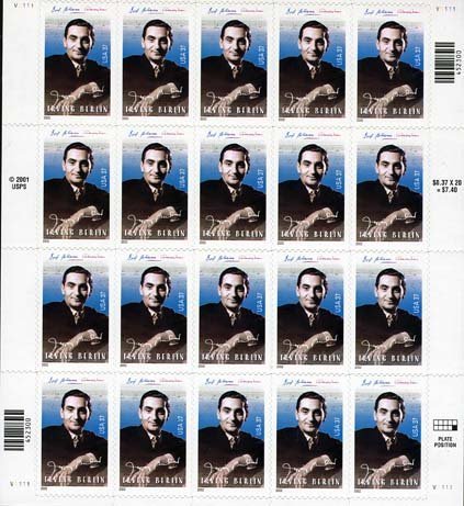 Irving Berlin (Sheet of 20) 37 Cent US Postage Stamps 2001 Scott #3669