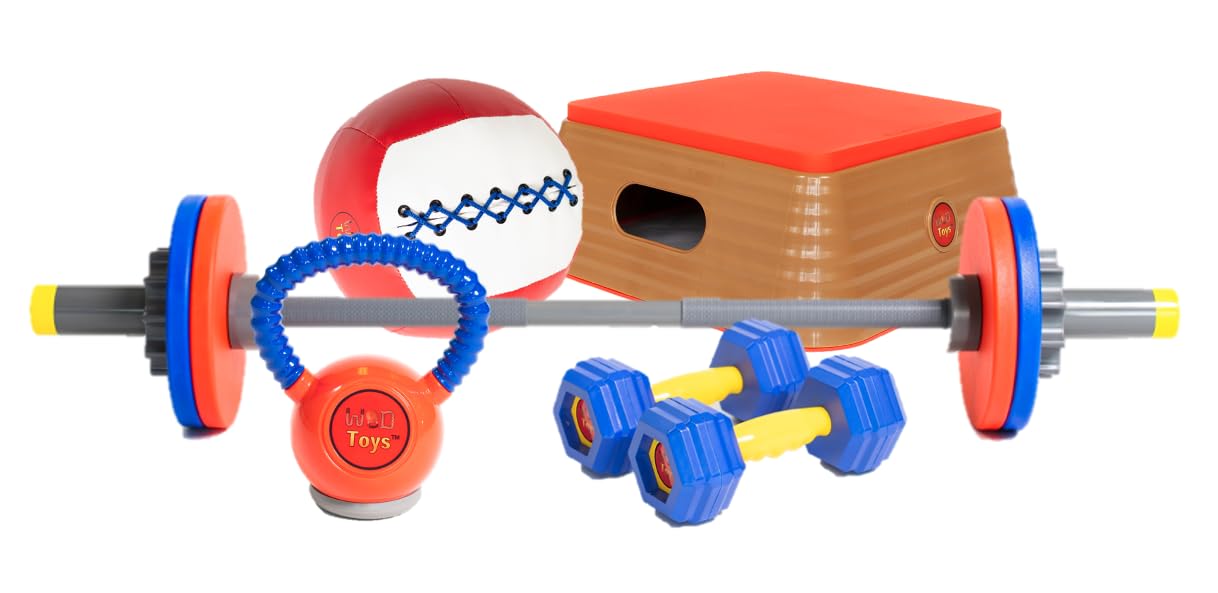 WOD Toys® Kids Complete Fitness Toy Set - Safe, Durable Fun and Inspiring Fitness Toys for Children (Complete Set with Dumbbell Pair)