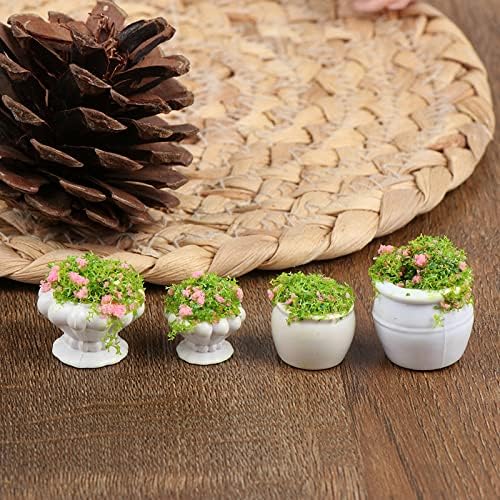 4 Pcs Dollhouse Plant Bonsai Doll House Mini Potted Plant Artificial Tiny Mini Flowerpot Miniature Hanging Potted Plant Miniature Dollhouse Kit