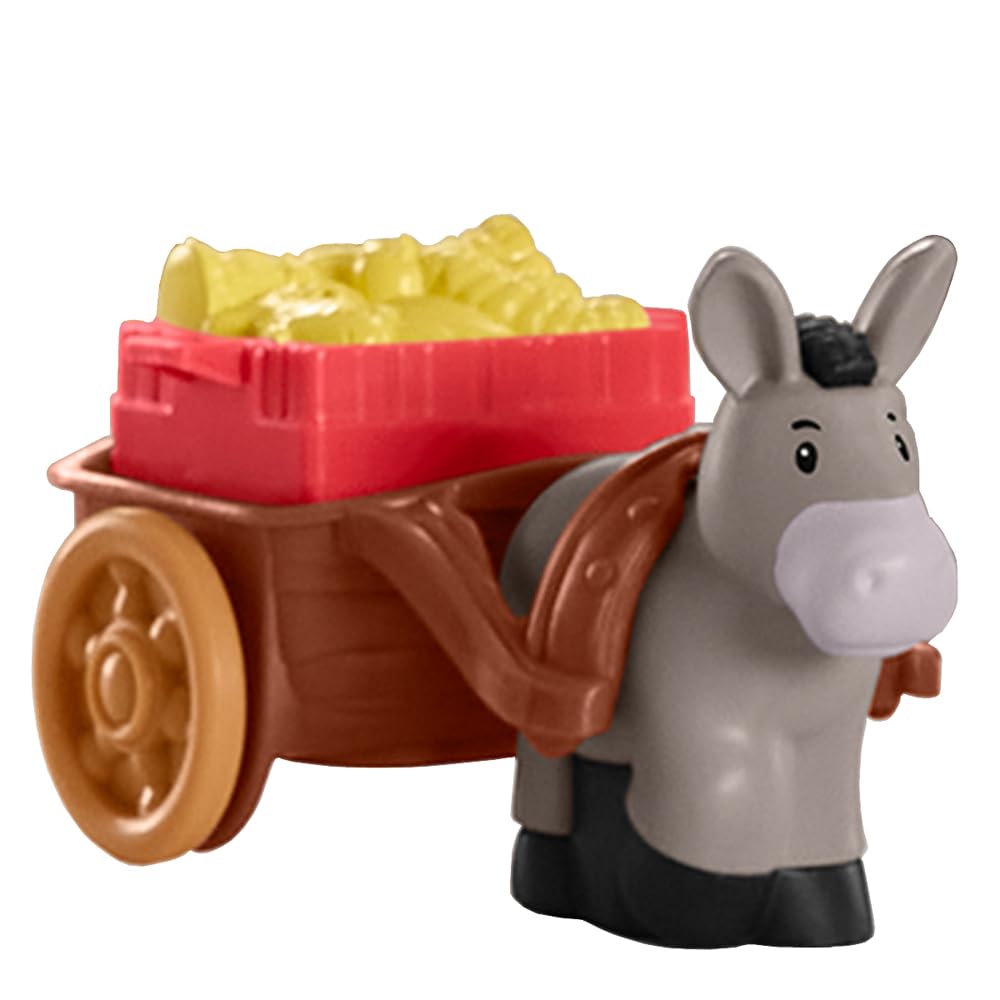 Replacement Parts for Fisher-Price Little People Christmas Manger Scene Nativity Set - HMX70 ~ Gray Donkey Pulling Brown Cart with Basket of Food ~