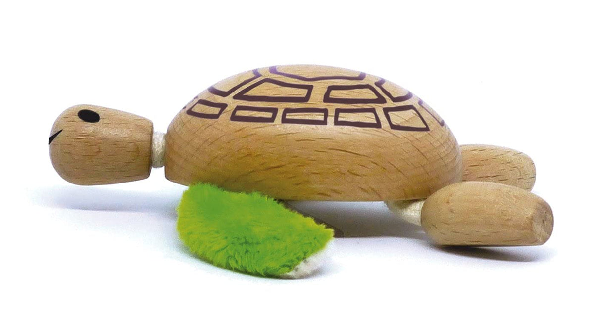 Anamalz Turtle Wooden Animal Toy for Toddlers, Fun and Posable Turtle for Early Learning, Montessori, and STEM, Smooth Natural Wood, Boys and Girls