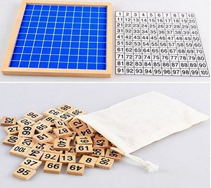 Fubeasi Montessori Game Wooden Hundred Board Number Chart Number Grid Educational Game for Kids