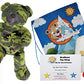 Stuffems Toy Shop Make Your Own Stuffed Animal GI Camo Bear Kit 16"- No Sew - Kit with Cute Backpack!