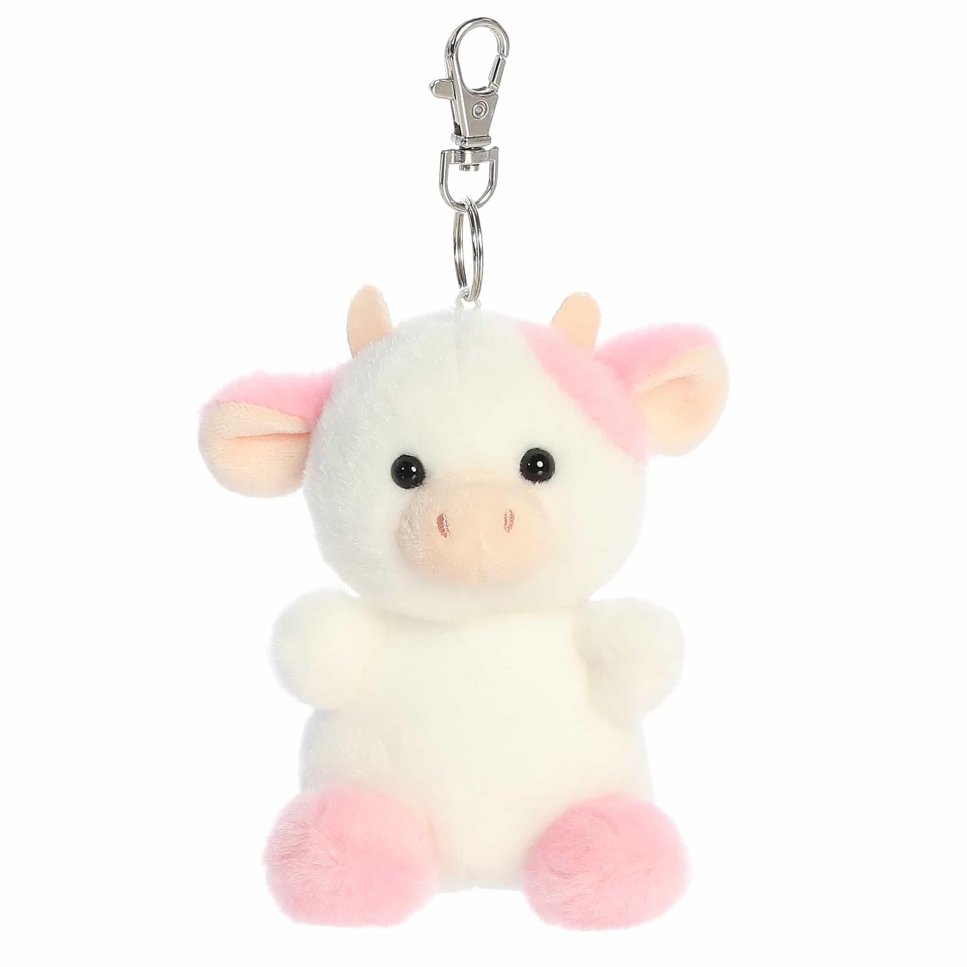 Aurora® Adorable Palm Pals™ Belle Strawberry Cow™ Clip-On- Fun Collectible Plush for Kids and Adult Collectors - Perfect for Backpacks and Birthday