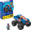 MEGA Hot Wheels Monster Trucks Toy Car Building Set, Smash & Crash Race Ace with 85 Pieces, 1 Micro Action Figure Driver, Blue, Kids Age 5+ Years