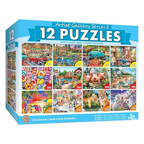 MasterPieces - Jigsaw Puzzle 12-Pack Bundle Set, Artist Gallery Collection Series 2 Landscape and Animal Puzzles, Family Fun for Adults and Kids