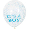 12" It's A Boy Blue Confetti Balloons, 6ct