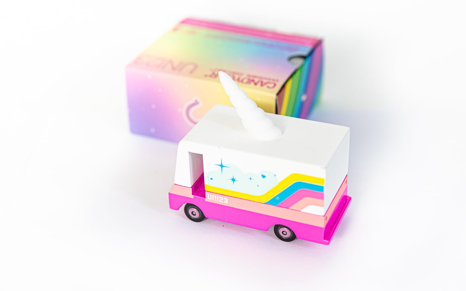 CANDYCAR® Wooden Food Truck Collection - Unicorn 2.0 Van, Premium Handcrafted Beech Wood Toy Car